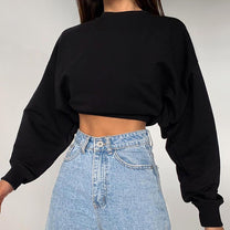 Women&#39;s Cropped Long-Sleeve Sweater