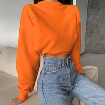 Women&#39;s Cropped Long-Sleeve Sweater