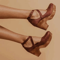 Women&#39;s Cross Strap Mary Jane Low Block Heels