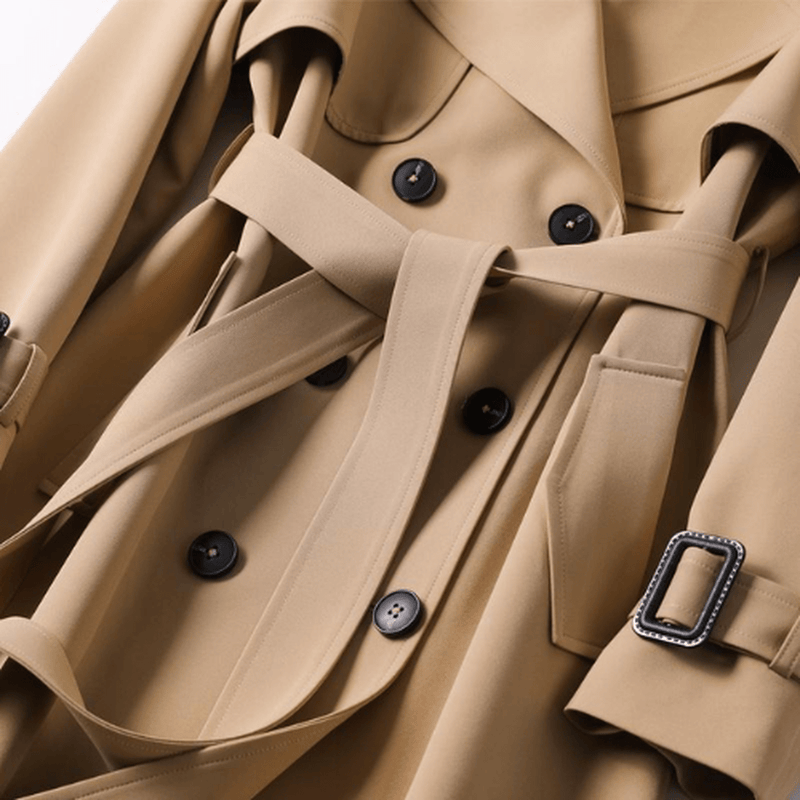 Women&#39;s Double-Breasted Trench Coat With Belt