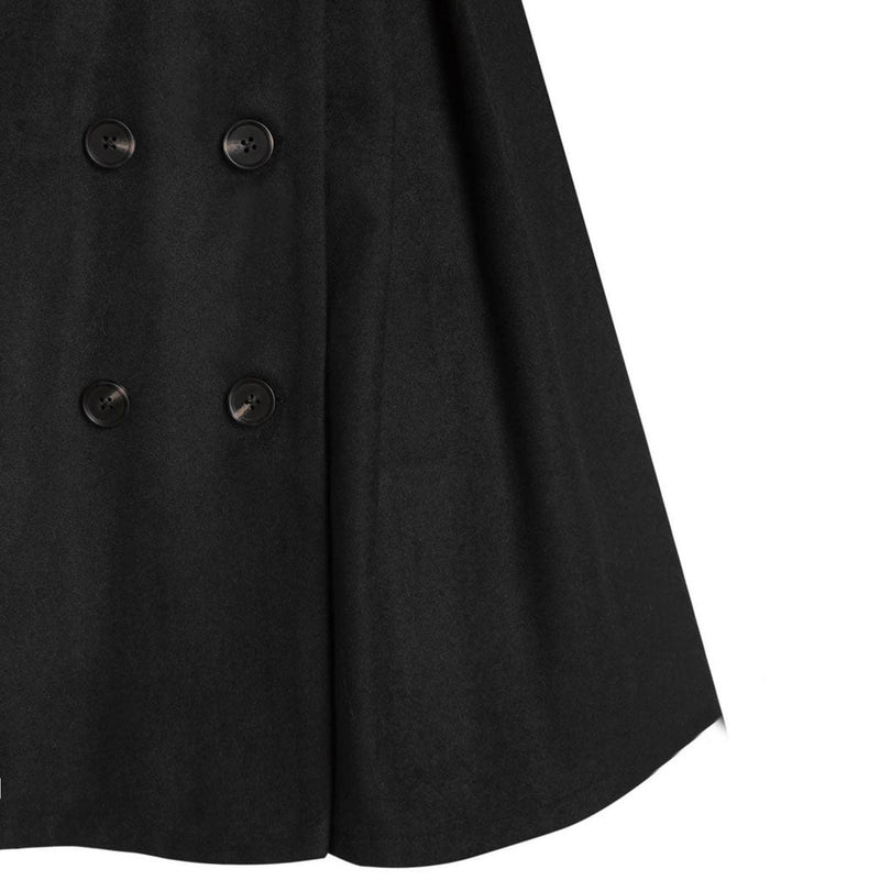 Women&#39;s Double-Breasted Winter Coat With Fur Hood