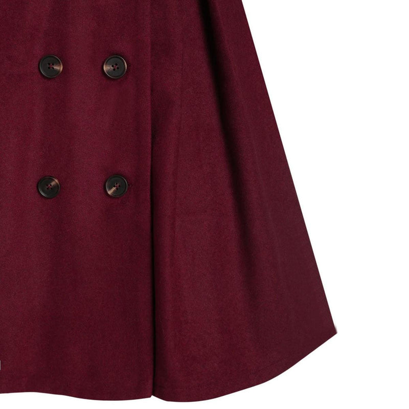 Women&#39;s Double-Breasted Winter Coat With Fur Hood