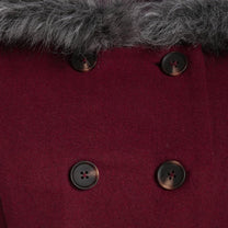 Women&#39;s Double-Breasted Winter Coat With Fur Hood
