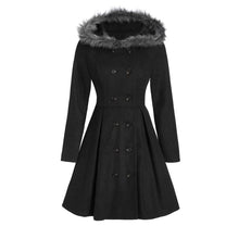 Women&#39;s Double-Breasted Winter Coat With Fur Hood