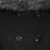 Women&#39;s Double-Breasted Winter Coat With Fur Hood