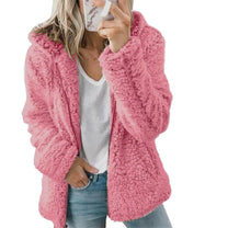 Women&#39;s Elegant Teddy Fleece Coat With Pockets And Zipper
