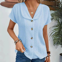 Women&#39;s Elegant V-Neck Summer Blouse With ¾ Sleeves