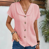 Women&#39;s Elegant V-Neck Summer Blouse With ¾ Sleeves