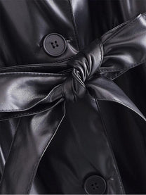 Women&#39;s Faux Leather Trenchcoat With Modern Design