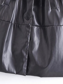 Women&#39;s Faux Leather Trenchcoat With Modern Design