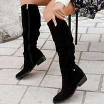 Women&#39;s Faux Suede Block Heel Boots for Autumn and Winter