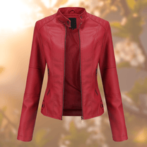Women&#39;s Fitted Leather Band Collar Jacket