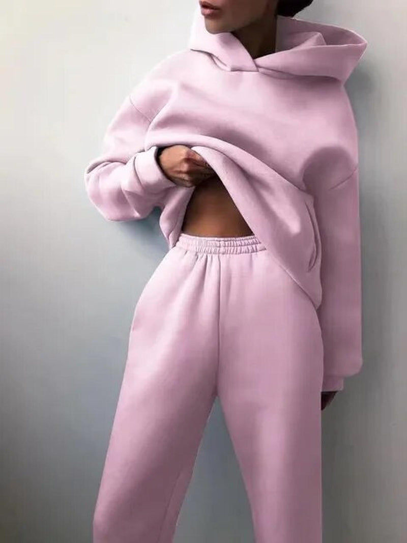 Women&#39;s Fleece Hoodie And Jogger Set For Comfort And Style