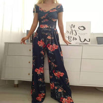 Women&#39;s Floral Off-Shoulder Wide-Leg Jumpsuit