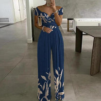 Women&#39;s Floral Off-Shoulder Wide-Leg Jumpsuit