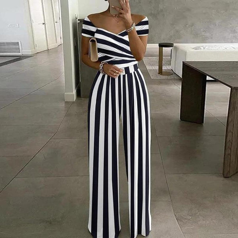 Women&#39;s Floral Off-Shoulder Wide-Leg Jumpsuit
