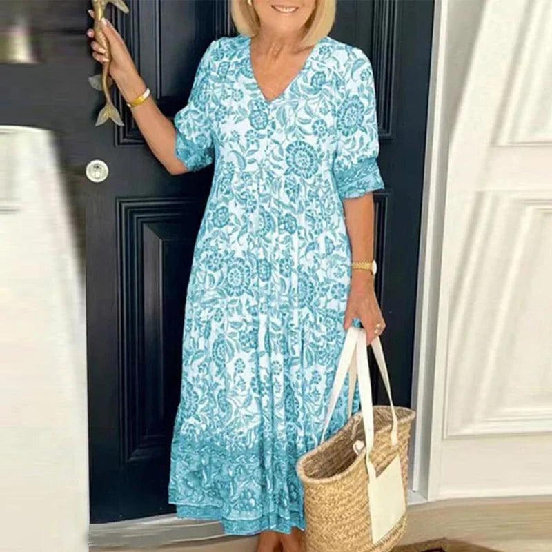 Women&#39;s Floral Print A-Line Midi Dress