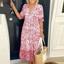 Women&#39;s Floral Print A-Line Midi Dress