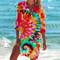 Women&#39;s Floral Print V-Neck A-Line Midi Summer Dress