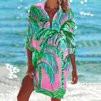 Women&#39;s Floral Print V-Neck A-Line Midi Summer Dress