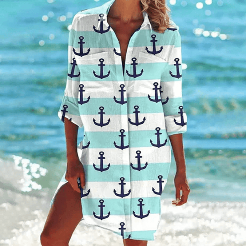 Women&#39;s Floral Print V-Neck A-Line Midi Summer Dress