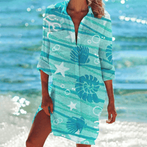 Women&#39;s Floral Print V-Neck A-Line Midi Summer Dress