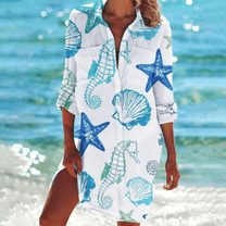 Women&#39;s Floral Print V-Neck A-Line Midi Summer Dress