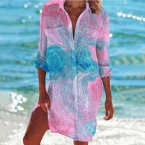 Women&#39;s Floral Print V-Neck A-Line Midi Summer Dress