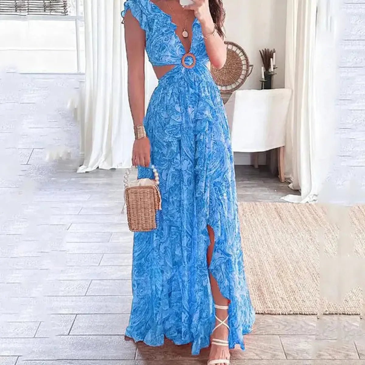Women&#39;s Floral V-Neck Dress