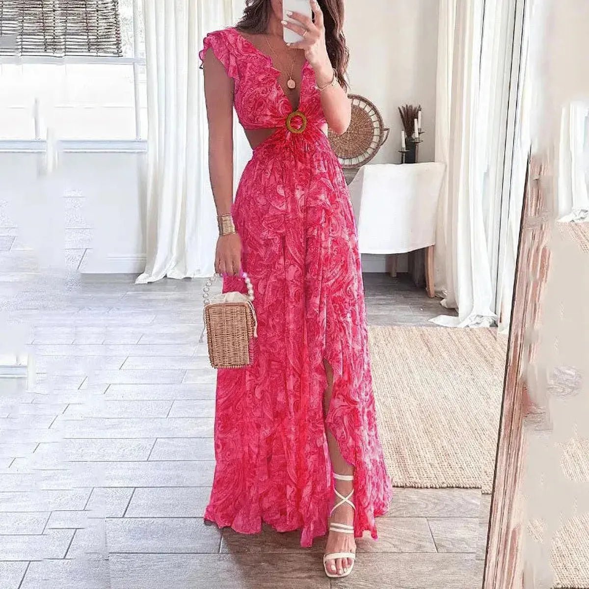 Women&#39;s Floral V-Neck Dress