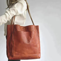 Women&#39;s Genuine Leather Handbag With Double Straps