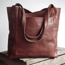Women&#39;s Genuine Leather Handbag With Double Straps