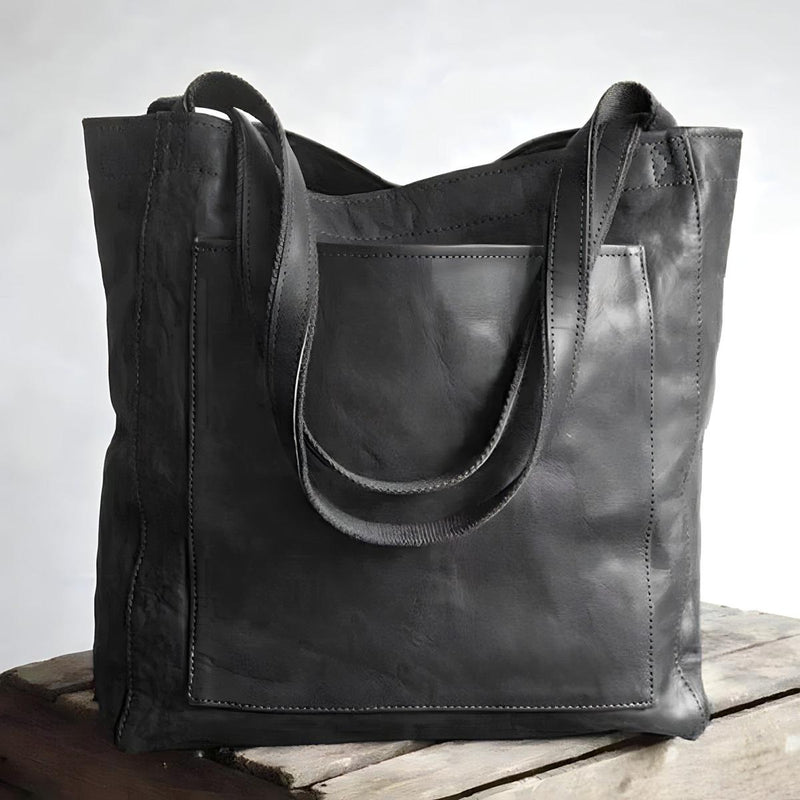 Women&#39;s Genuine Leather Handbag With Double Straps