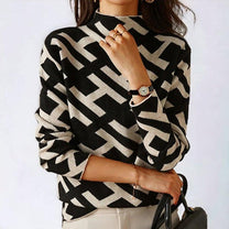 Women&#39;s Geometric Knit Long Sleeve Top