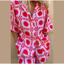 Women&#39;s Geometric Print Relaxed Fit Co-ord Set