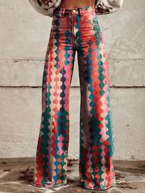 Women&#39;s Geometric Wide-Leg Pants