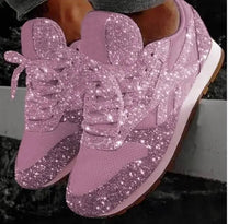 Women&#39;s Glitter Platform Chunky Sneakers