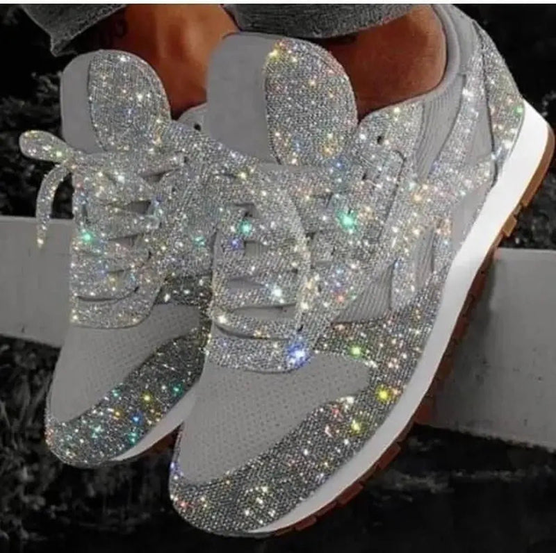 Women&#39;s Glitter Platform Chunky Sneakers