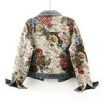 Women&#39;s Hand-Painted Floral Organic Cotton Denim Jacket