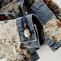Women&#39;s Hand-Painted Floral Organic Cotton Denim Jacket