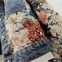 Women&#39;s Hand-Painted Floral Organic Cotton Denim Jacket