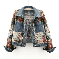 Women&#39;s Hand-Painted Floral Organic Cotton Denim Jacket