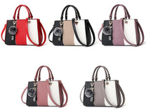 Women&#39;s Handbag With Hairball Embellishments And Patchwork Design