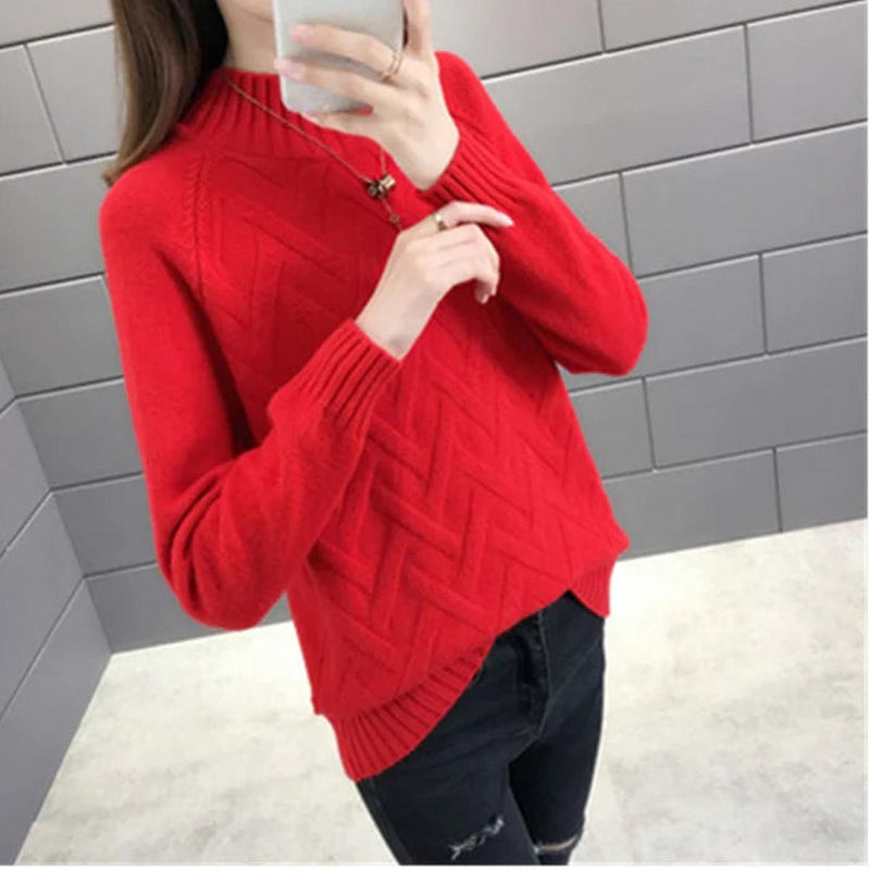 Women&#39;s High-Neck Pullover Sweater