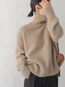 Women&#39;s High Neck Ribbed Sweater