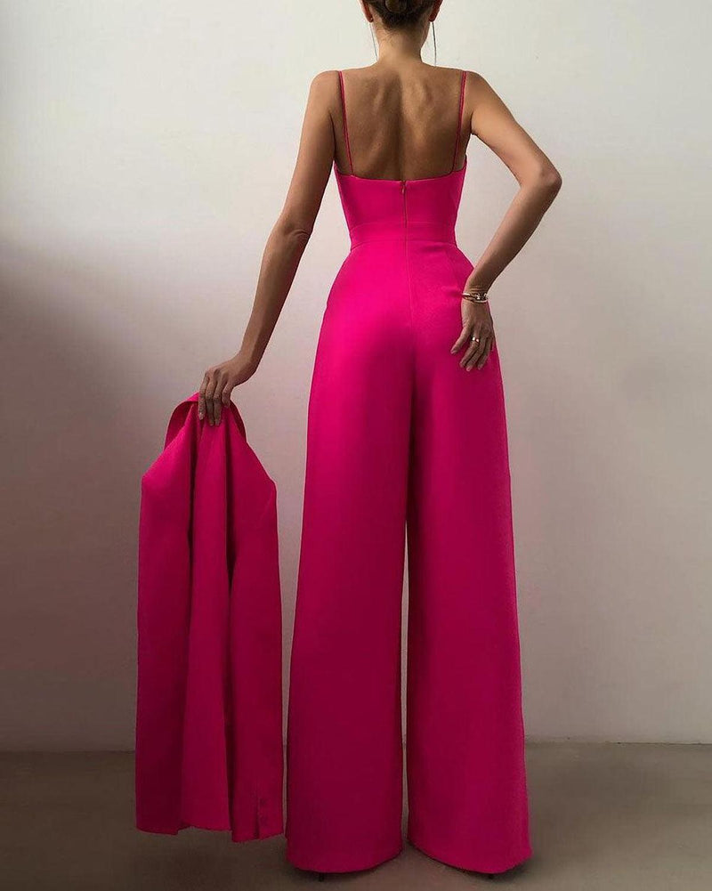 Women&#39;s High-Waist Spaghetti Strap Jumpsuit