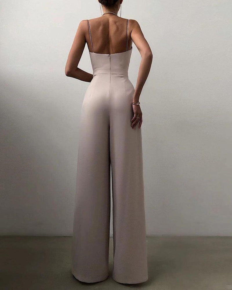 Women&#39;s High-Waist Spaghetti Strap Jumpsuit