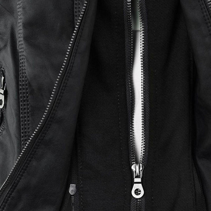 Women&#39;s Hooded PU Leather Jacket With Zipper