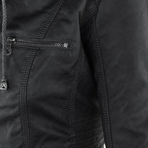 Women&#39;s Hooded PU Leather Jacket With Zipper