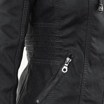 Women&#39;s Hooded PU Leather Jacket With Zipper